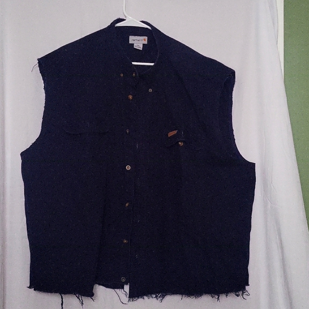 Carhartt Button Up Vest with cut sleeves Men's 3XL Black